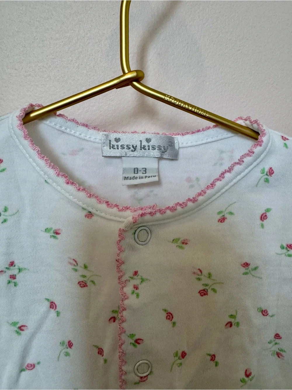 Kissy Kissy White Footed One-Piece with Pink Floral Print